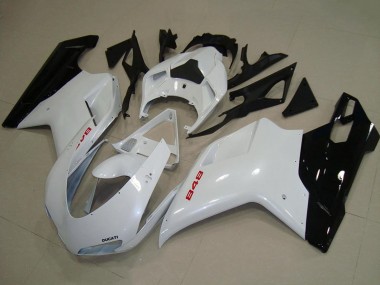 2007-2014 Ducati 848 Motorcycle Fairings - White Glossy Black UK