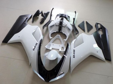 2007-2014 Ducati 848 Motorcycle Fairing - White Matte Black UK