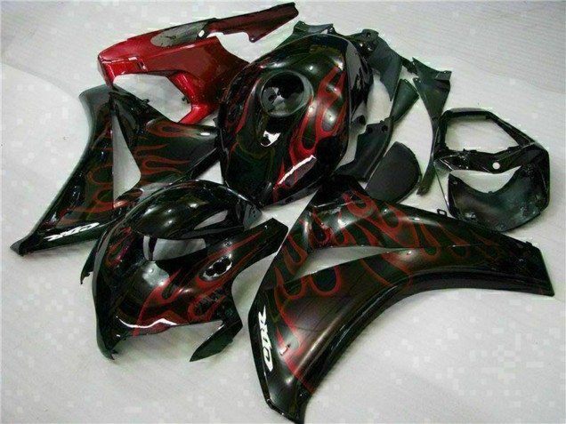 2008-2011 Honda CBR1000RR Motorcycle Fairing Kits - Glossy Black Red Flame UK