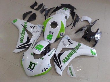 2008-2011 Honda CBR1000RR Motorcycle Fairings - White Green Glossy Black Hannspree 10 UK