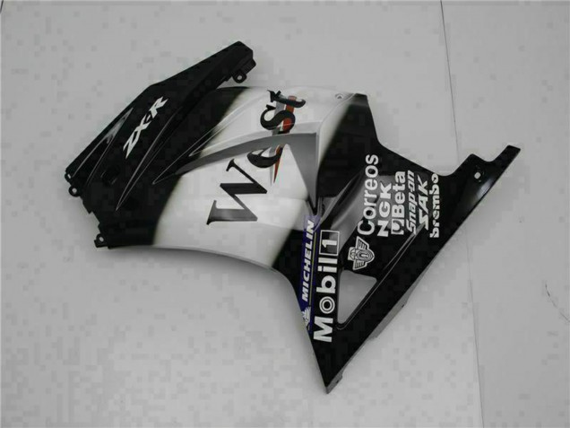 2008-2012 Kawasaki EX250 Motorcycle Fairings - Glossy Black White West UK