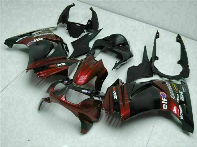 2008-2012 Kawasaki EX250 Motorcycle Fairings - Glossy Black Maroon Red UK