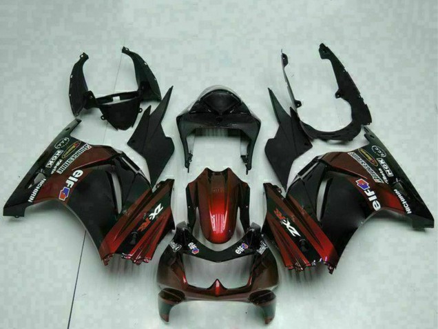 2008-2012 Kawasaki EX250 Motorcycle Fairings - Glossy Black Maroon Red UK