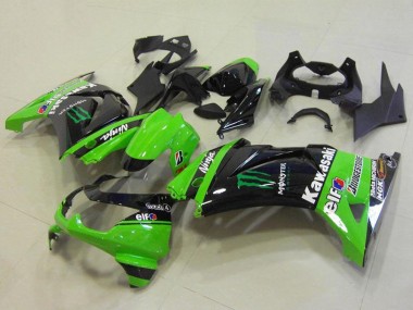 2008-2012 Kawasaki ZX250R Motorcycle Fairings - Green Glossy Black Elf Monster Bridgestone UK