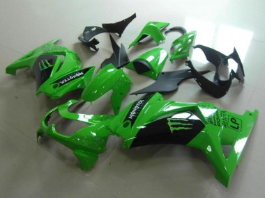 2008-2012 Kawasaki ZX250R Motorcycle Fairings - Green Glossy Black Monster UK
