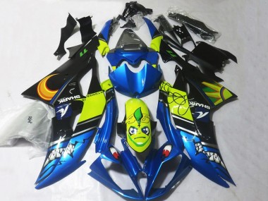 2008-2016 Yamaha YZF R6 Motorcycle Fairings - Blue Yellow Black Shark UK