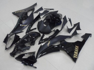 2008-2016 Yamaha YZF R6 Motorcycle Fairings - Glossy Black Matte Black Gold Decals UK