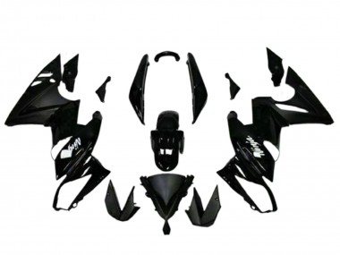 2009-2011 Kawasaki EX650 Motorcycle Fairings - Glossy Black White Decal UK