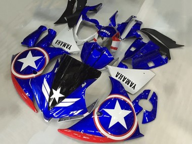 2009-2011 Yamaha YZF R1 Motorcycle Fairings - Blue White Red Black Star Captain America UK
