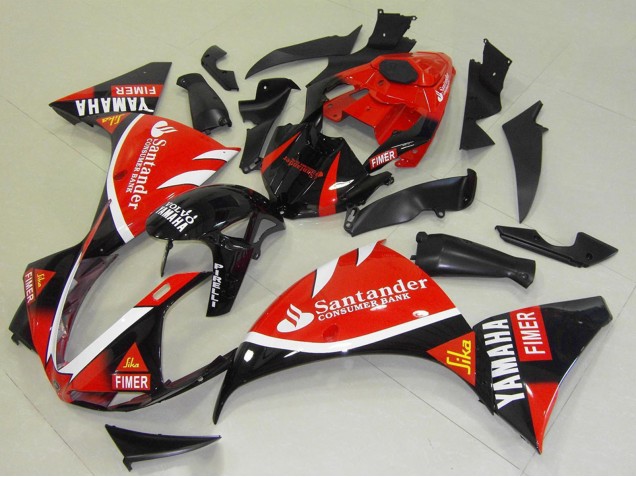 2009-2011 Yamaha YZF R1 Motorcycle Fairings - Red Black White Santander Fimer UK