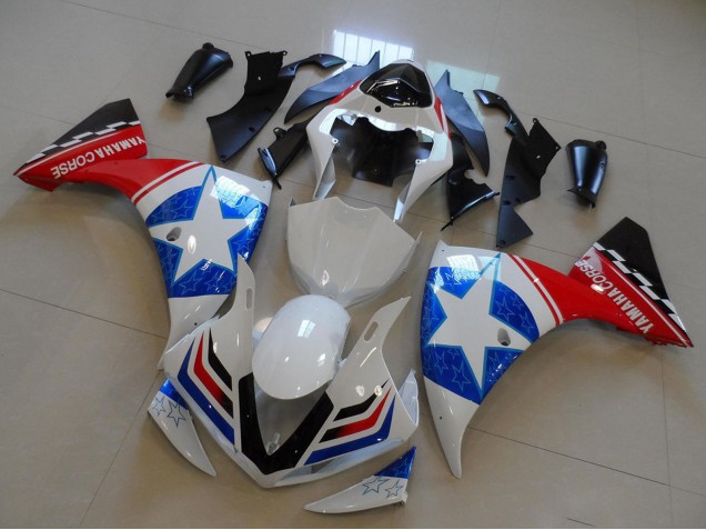 2009-2011 Yamaha YZF R1 Motorcycle Fairings - White Blue Red Black Ducati Star Style UK