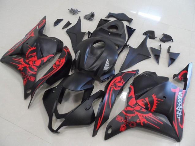 2009-2012 Honda CBR600RR Motorcycle Fairings - Matte Black Red Skull UK