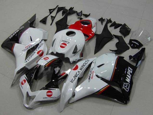 2009-2012 Honda CBR600RR Motorcycle Fairings - White Red Glossy Black Konica Minolta UK