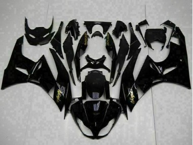 2009-2012 Kawasaki ZX6R Motorcycle Fairings - Glossy Black Gold Ninja UK