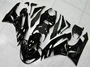 2009-2012 Kawasaki ZX6R Motorcycle Fairings - Glossy Black White Ninja UK