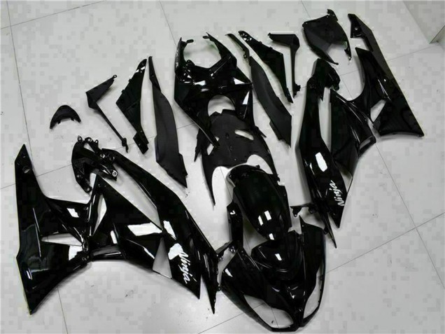 2009-2012 Kawasaki ZX6R Motorcycle Fairings - Glossy Black White Ninja UK