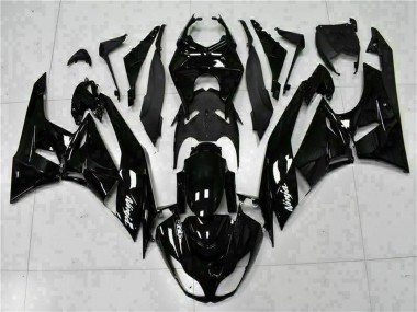 2009-2012 Kawasaki ZX6R Motorcycle Fairings - Glossy Black White Ninja UK