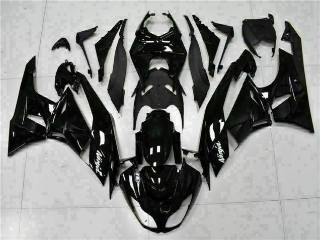 2009-2012 Kawasaki ZX6R Motorcycle Fairings - Glossy Black White Ninja UK