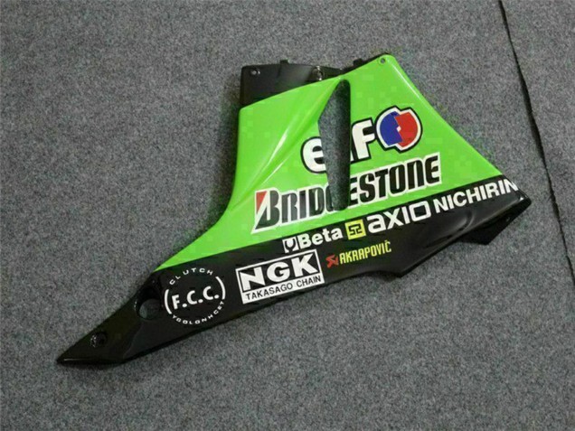 2009-2012 Kawasaki ZX6R Motorcycle Fairings - Green Glossy Black Elf Touch4 Bridgestone UK