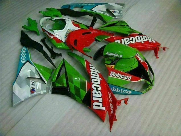 2009-2012 Kawasaki ZX6R Motorcycle Fairings - Green White Red Black Blue Motocard UK