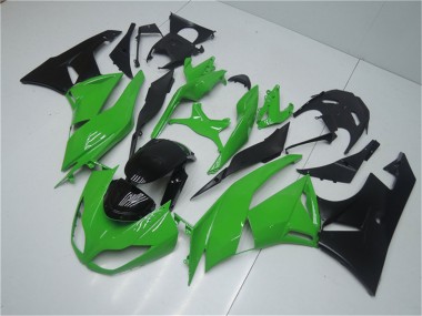 2009-2012 Kawasaki ZX6R Motorcycle Fairing Kits - Green Glossy Black UK