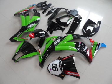 2011-2015 Kawasaki ZX10R Motorcycle Fairings - Green Red Glossy Black KIPS Motocard Elf 66 UK