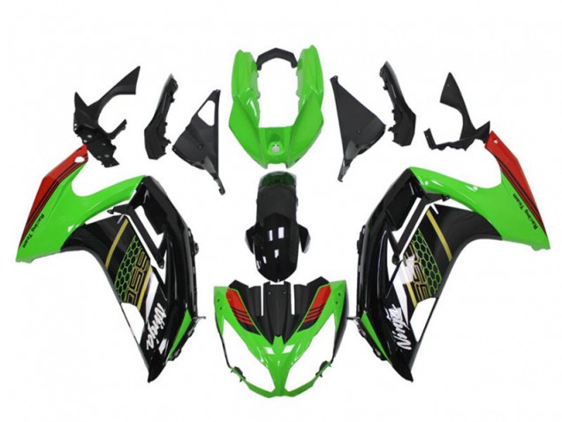 2012-2016 Kawasaki EX650 Motorcycle Fairings - Green Glossy Black Red Honeycomb UK