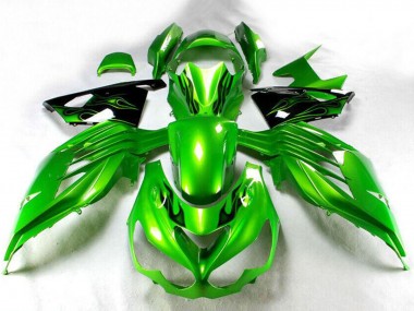 2012-2024 Kawasaki ZX14R ZZR1400 Motorcycle Fairing - Green Glossy Black UK