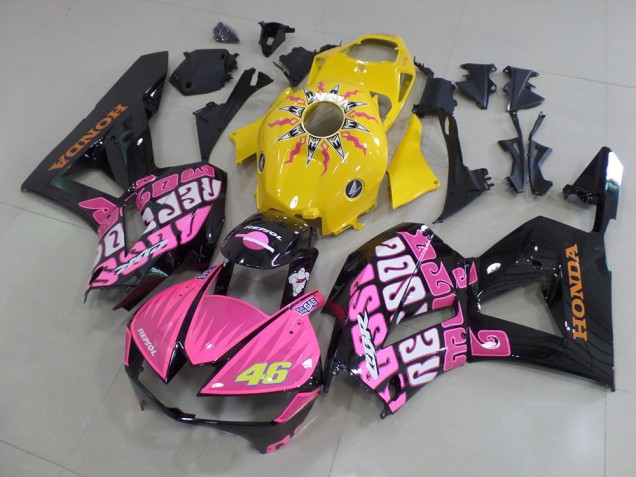 2013-2023 Honda CBR600RR Motorcycle Fairings - Yellow Pink Glossy Black Rossi 46 UK