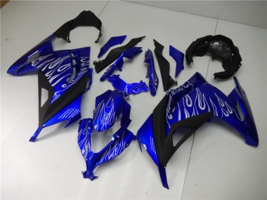 2013-2024 Kawasaki Ninja 300 EX300R Motorcycle Fairings - Blue Black White Flame UK