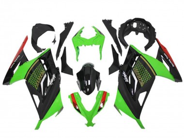 2013-2024 Kawasaki Ninja 300 EX300R Motorcycle Fairings - Green Red Black Honeycomb UK