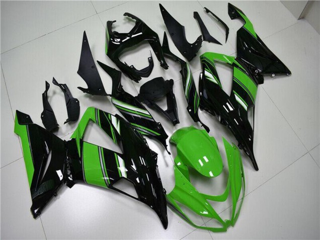 2013-2018 Kawasaki ZX6R Bike Fairings - Green Glossy Black UK