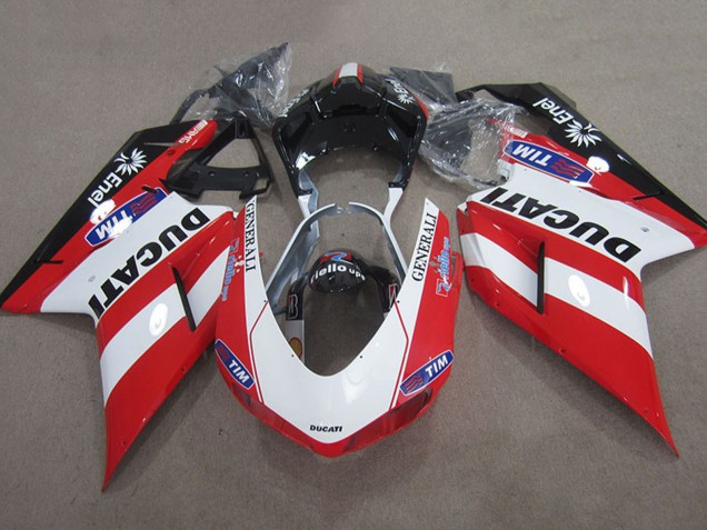 2007-2014 Ducati 1098 Motorcycle Fairings - Red White Black Generali Tim UK