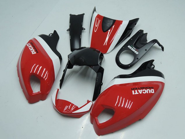 2008-2012 Ducati Monster 696 Motorcycle Fairings - White Red Glossy Black UK