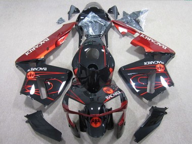 2005-2006 Honda CBR600RR Motorcycle Fairings - Glossy Black Red BACARDI UK