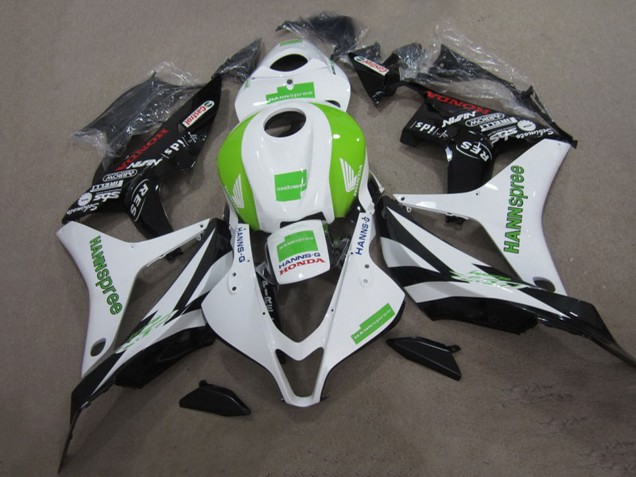 2007-2008 Honda CBR600RR Motorcycle Fairing Kits - White Green Glossy Black Hannspree UK