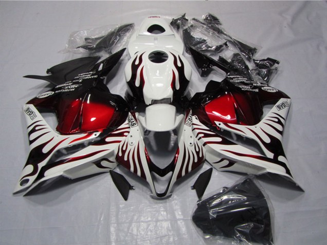 2009-2012 Honda CBR600RR Motorcycle Fairings - White Red Glossy Black Flame UK