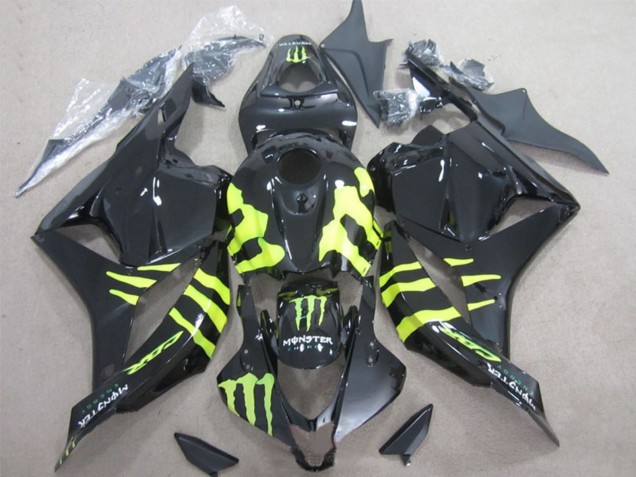 2009-2012 Honda CBR600RR Motorcycle Fairings - Glossy Black Yellow Monster UK