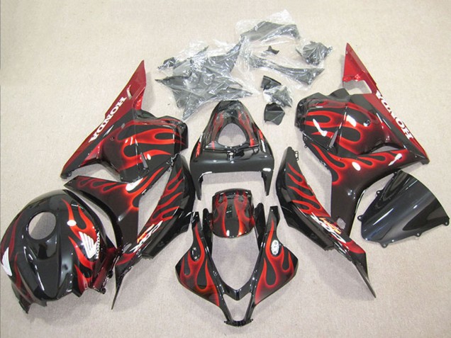 2009-2012 Honda CBR600RR Motorcycle Fairing - Glossy Black Red Flame UK