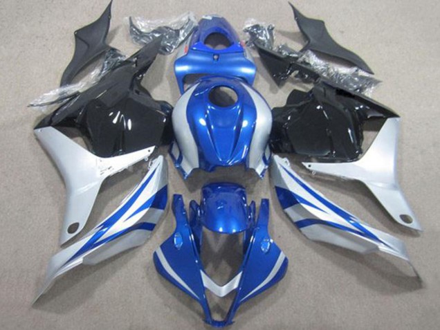 2009-2012 Honda CBR600RR Motorcycle Fairings - Silver Blue Glossy Black Stripe UK