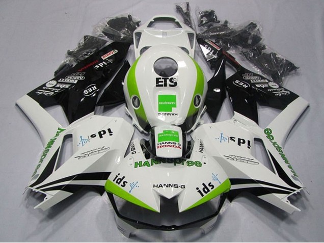 2013-2023 Honda CBR600RR Motorcycle Fairings - White Green Glossy Black Hannspree ETS UK