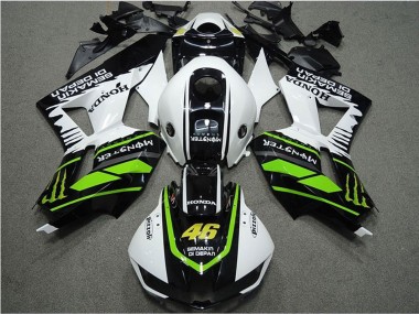 2013-2023 Honda CBR600RR Motorcycle Fairings - White Green Glossy Black Semakin Didepan Monster UK