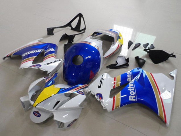 2002-2013 Honda VFR 800 Motorcycle Fairings - White Blue Yellow Rothmans UK