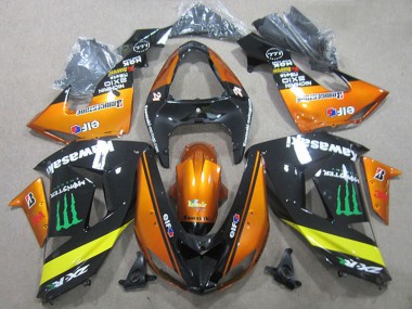 2006-2007 Kawasaki ZX10R Motorcycle Fairings - Orange Yellow Glossy Black Green Monster UK