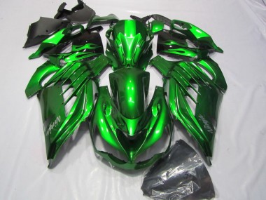 2012-2024 Kawasaki ZX14R ZZR1400 Motorcycle Fairings - Green Glossy Black Silver Ninja UK
