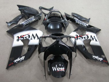 2003-2004 Kawasaki ZX6R Motorcycle Fairing - Glossy Black White West UK