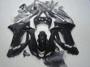 2007-2008 Kawasaki ZX6R Motorcycle Fairings - Glossy Black Matte Black White Red Decals UK