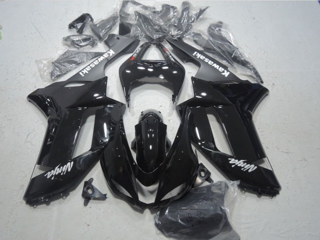 2007-2008 Kawasaki ZX6R Motorcycle Fairings - Glossy Black Matte Black White Red Decals UK