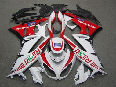 2009-2012 Kawasaki ZX6R Motorcycle Fairings - White Red Black Rapid UK