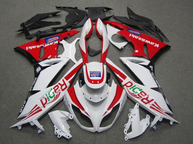 2009-2012 Kawasaki ZX6R Motorcycle Fairings - White Red Black Rapid UK